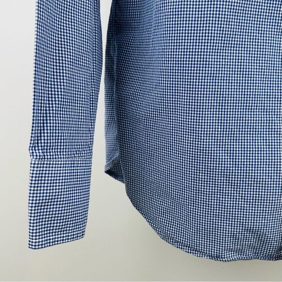 J.Crew Men’s SZ L Blue Micro Gingham Button-Down Shirt Long Sleeve Cotton Casual - Picture 4 of 10